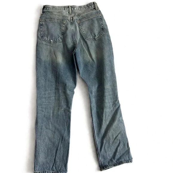 Topshop Blue Distressed Button Fly Frayed Hem Dad Jeans W25 L30 - Picture 5 of 5